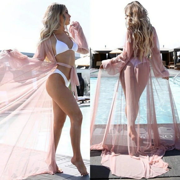 be Lynley Other - Pink chiffon long cover up